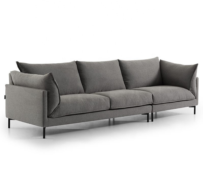 modern living room furniture sofa set soft 3 seater grey fabric sofa